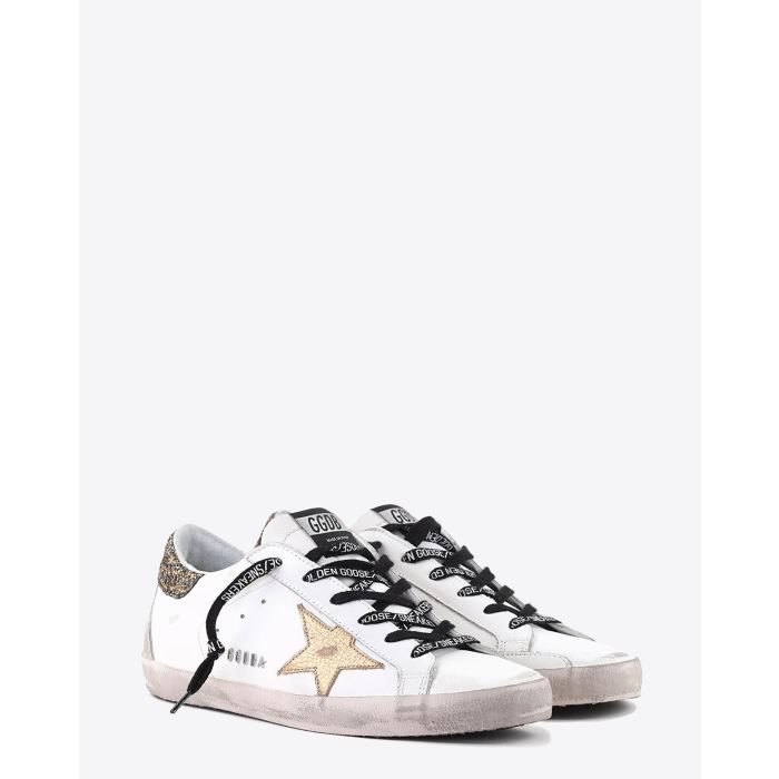 Golden Goose Woman Pré-Collection Sneakers Superstar - White Leather - Cocco Glitter Gold - Gold Star   