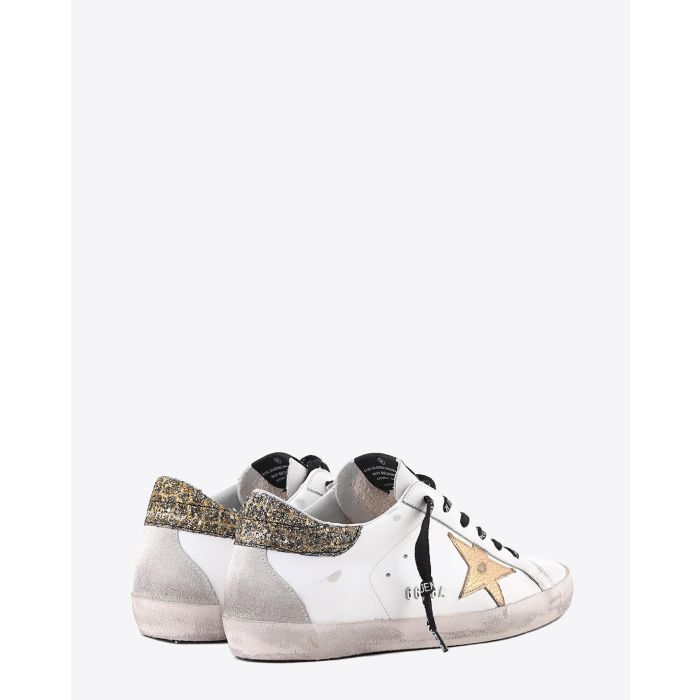 Golden Goose Woman Pré-Collection Sneakers Superstar - White Leather - Cocco Glitter Gold - Gold Star   