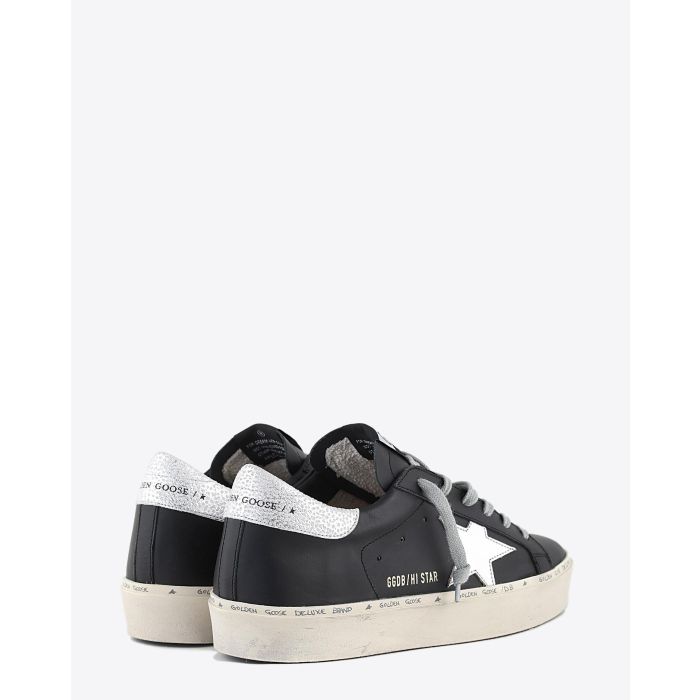 Golden Goose Woman Pré-Collection Sneakers compensées Hi Star cuir noir étoile argent   