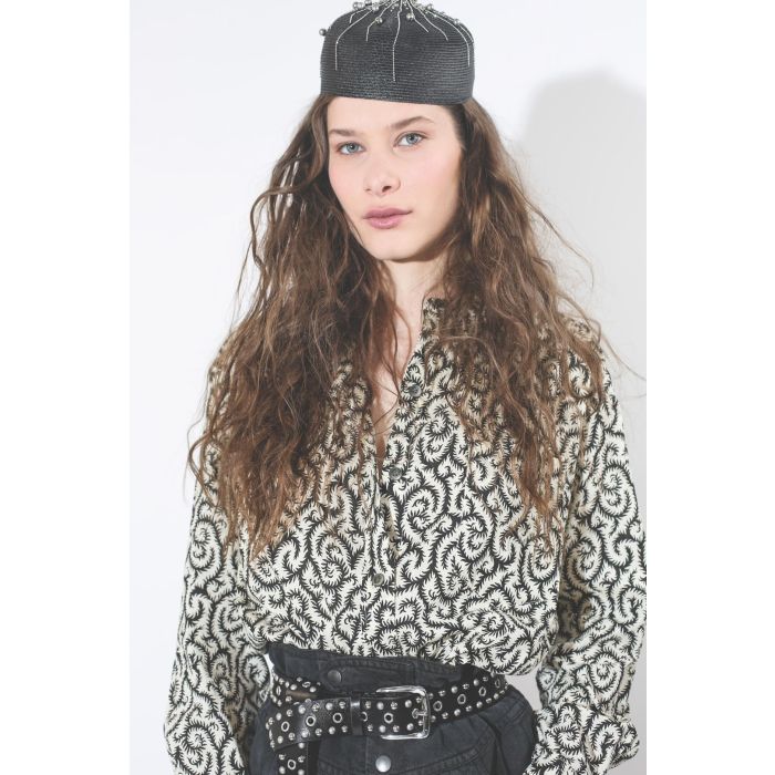 Laurence Bossion Toque Zan Noir Brodée Chainette - Noir  