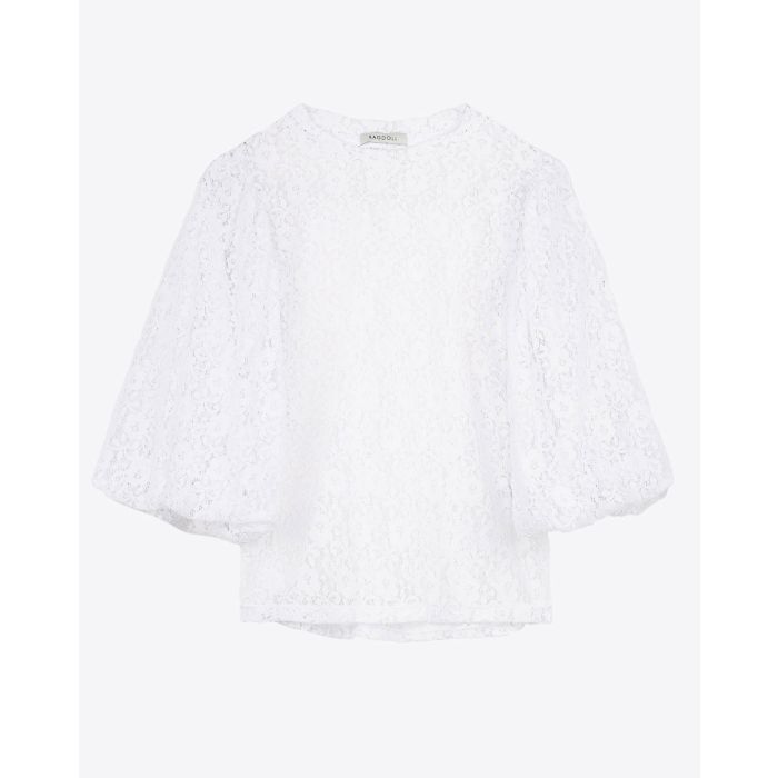 Ragdoll LA Lace Puff Sleeve Top - White   