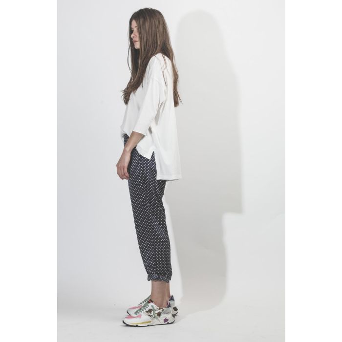 Raquel Allegra Ankle Pant - Navy Mint Polka Dot  