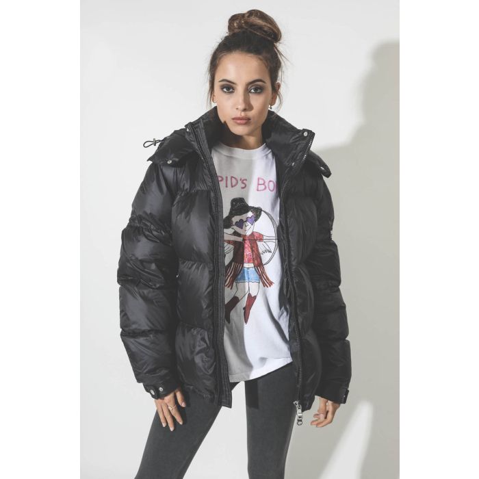 Doudoune White Space Scott Down Jacket Black. Porté ouvert.