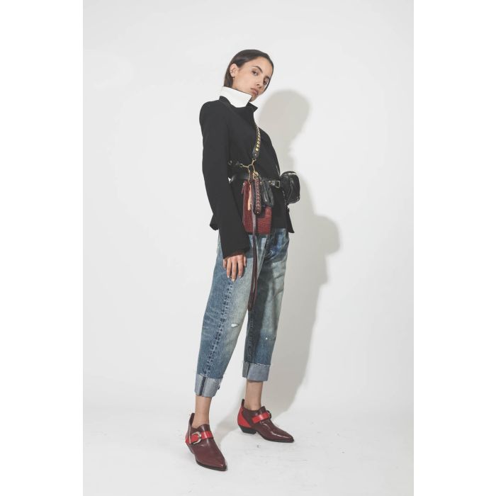 Jérôme Dreyfuss Accessoires Collection Jitoumi Lambskin Croco Bordeaux  