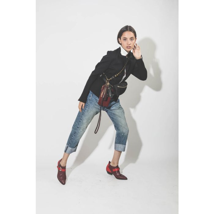 Jérôme Dreyfuss Accessoires Collection Jitoumi Lambskin Croco Bordeaux  