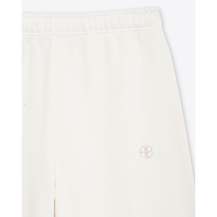Pantalon de jogging large Kacey Anine Bing en coton crème. Détail du logo « AB » brodé ton sur ton devant.