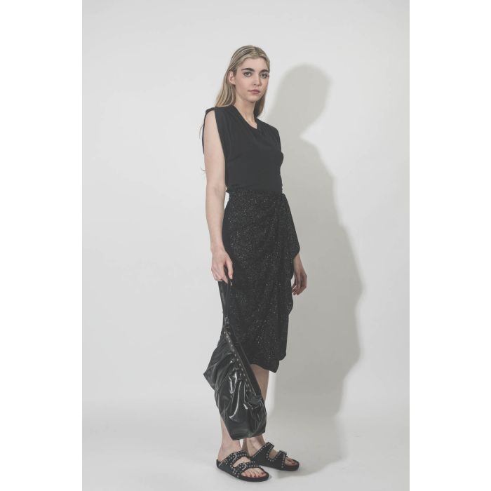 Tee-shirt en lin noir Kotty Isabel Marant Etoile. Porté profil.