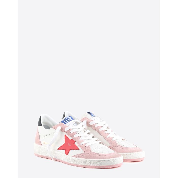Sneakers Golden Goose Ball Star White Pink Red Black 10880. Face.
