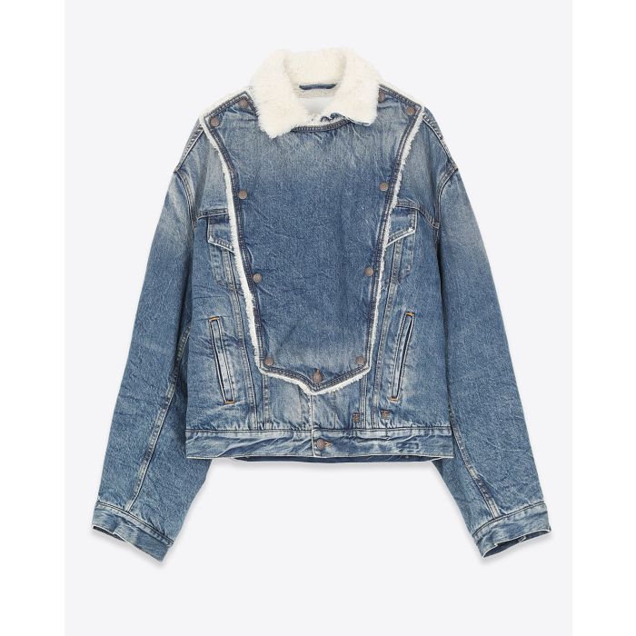 Manteau Bib Trucker R13 Denim en denim bleu.  
