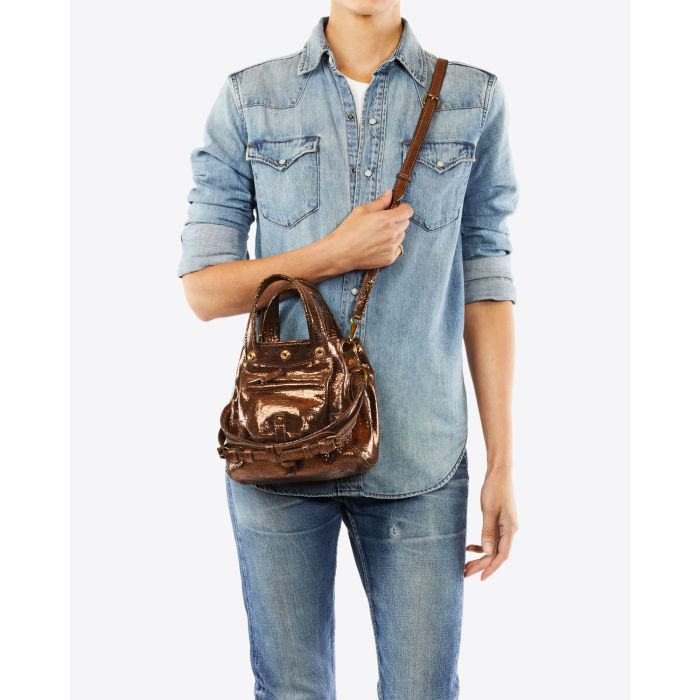 Jérôme Dreyfuss Sac Billy Nano – Goatskin Lamé Bronze