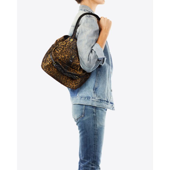Jérôme Dreyfuss Sac Billy S – Split Suede Léopard Chamois