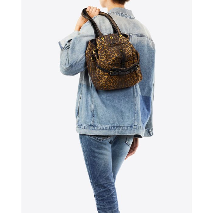Jérôme Dreyfuss Sac Billy S – Split Suede Léopard Chamois