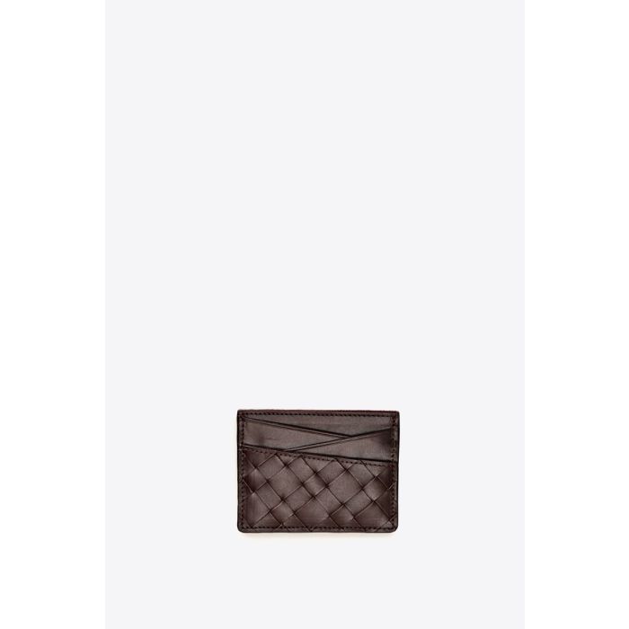 Porte-cartes Boba Cala Jade en cuir tressé Umber (marron très foncé). 