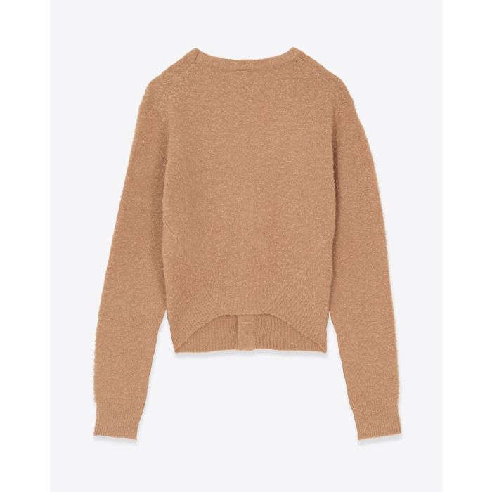 Cardigan split Hem R13 en laine et cachemire camel. Vue de dos. 