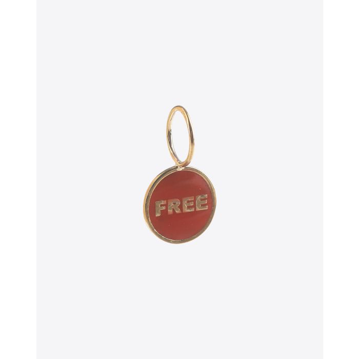 Mini charm en or et émail rouge Free Feidt Paris. Face.