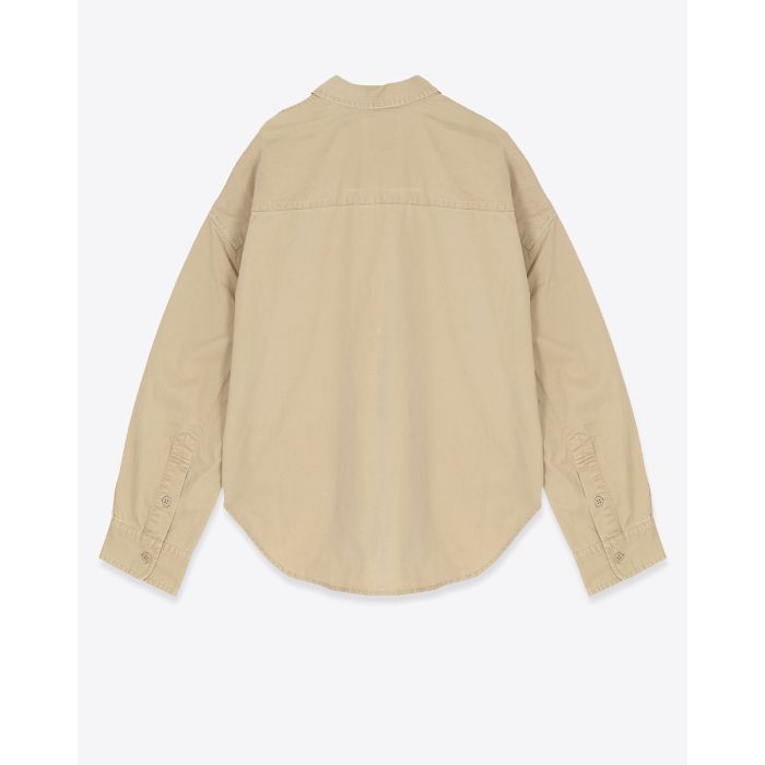 Chemise Cropped Utility Shirt Denimist en coton beige. Vue de dos.