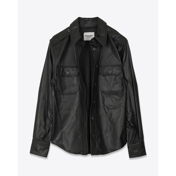 Chemise Noee Isabel Marant Étoile en sky noir. Vue ouverte de face.