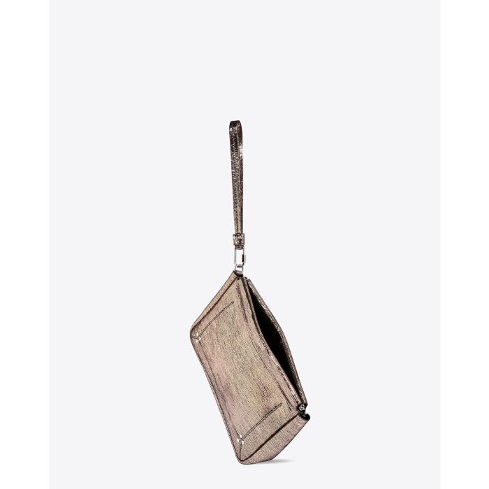 Jérôme Dreyfuss Accessoires Clap L – Goatskin Lamé Champagne