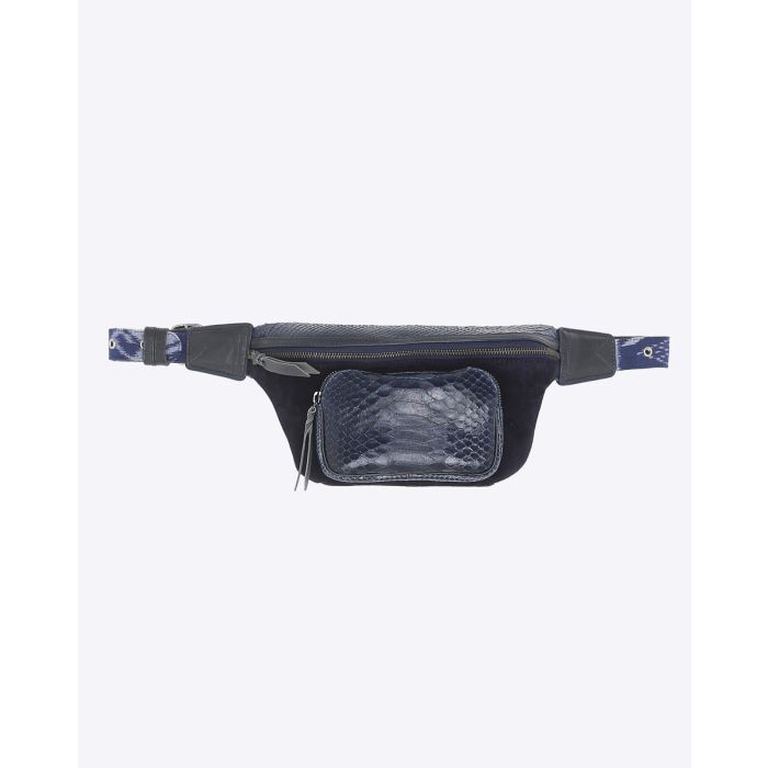 Claris Virot Banane Romeo - Python Suede - Bleu Cobalt  
