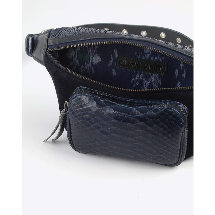 Claris Virot Banane Romeo - Python Suede - Bleu Cobalt  