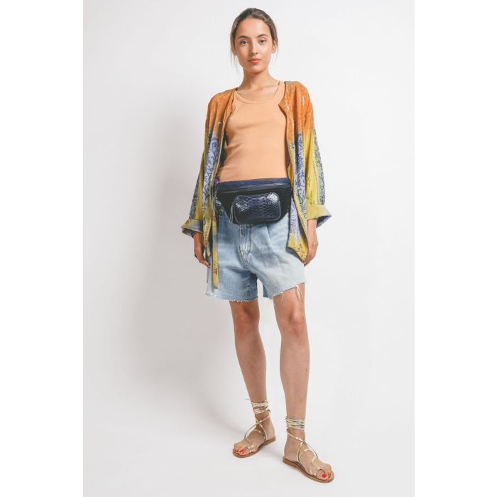 Claris Virot Banane Romeo - Python Suede - Bleu Cobalt  