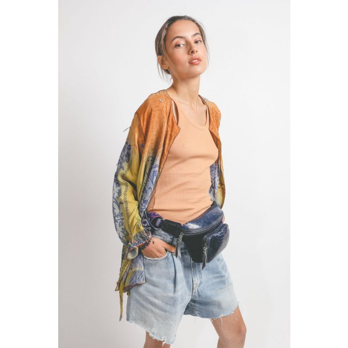 Claris Virot Banane Romeo - Python Suede - Bleu Cobalt  