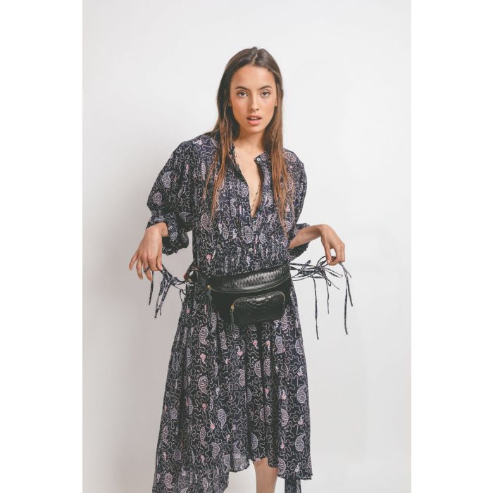 Claris Virot Banane Romeo - Python Suede - Noir  