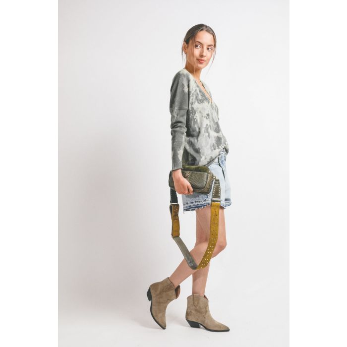 Claris Virot Lily Python Suede - Mix Kaki  