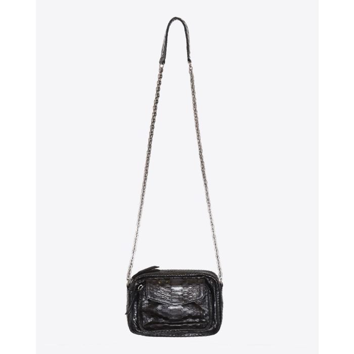 Claris Virot Sac Python Charly Noir Chaine Argent  