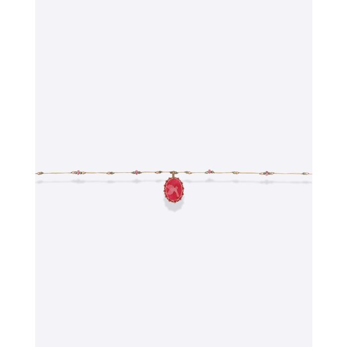 Collier Court Tibétain V Rubellite Red  Sharing