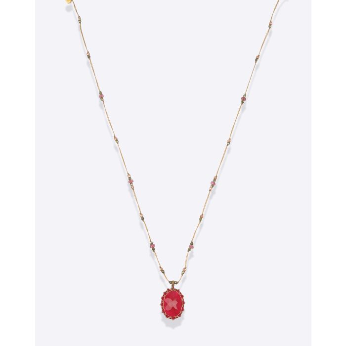 Sharing Collier Court Tibétain V Rubellite Red