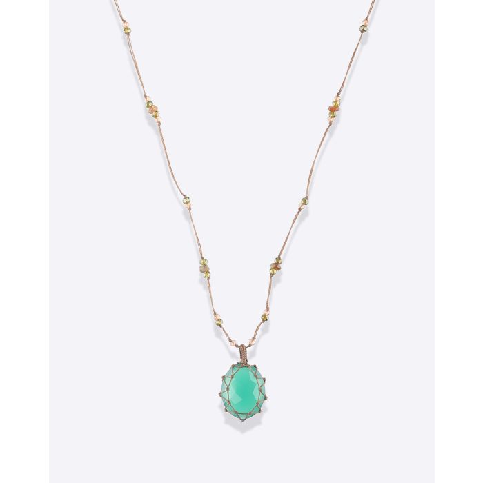 Collier Court Tibétain Onyx Green Sharing bijoux. 
