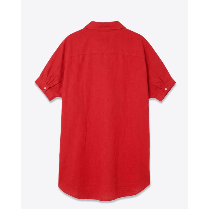 Robe chemise oversize Denimist en lin rouge, vue de dos.