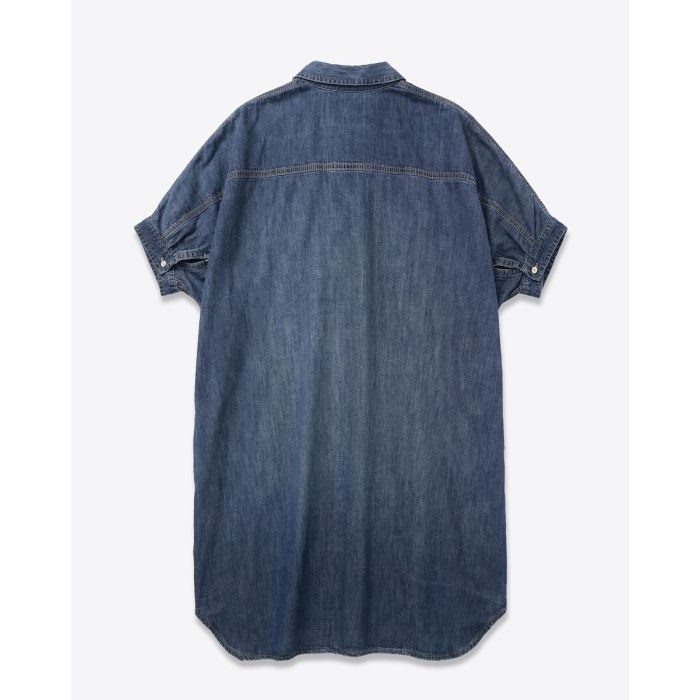Robe chemise oversize Seymour Denimist en chambray indigo, vue de dos.