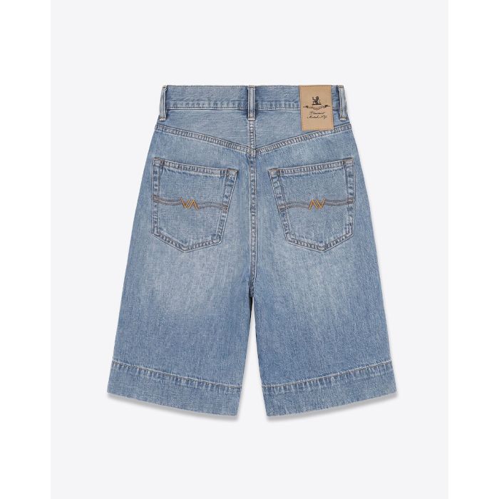 Short long Keaton Relaxed Denimist en denim « Stone Wash Blue », vu de dos.
