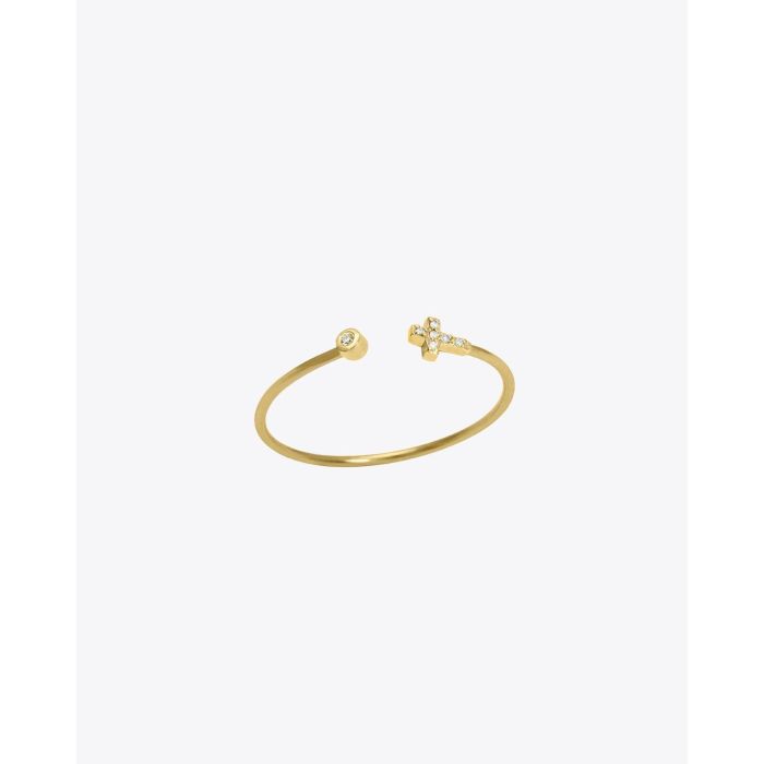 Feidt Bague croix ouverte In the Moon for love - Or jaune 18k