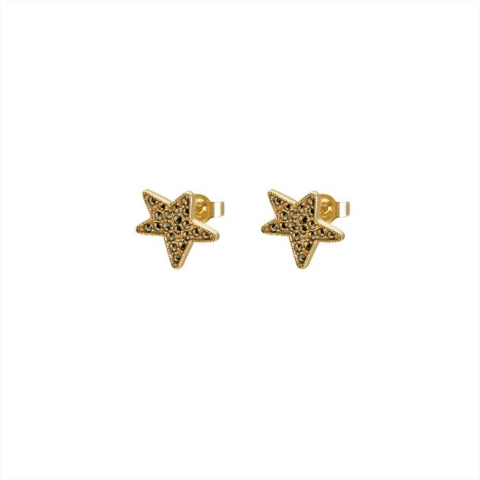 Feidt Boucle d’Oreille Etoile Antik Marcassites - Or Jaune 9k - L’Unité
