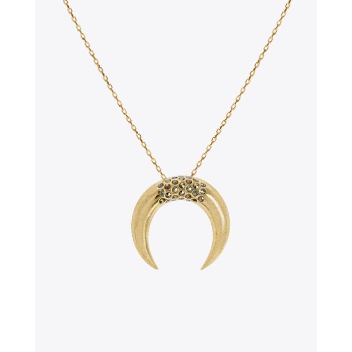 Feidt Collier Corne Lune - Or Brossé Jaune 9k Saphirs Grey