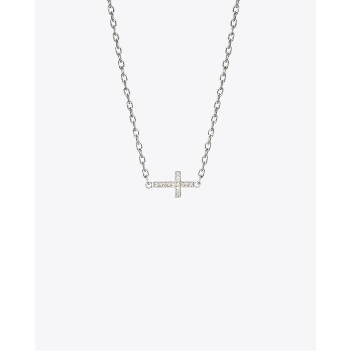 Feidt Collier Croix Pavée Les éternels - Or blanc 18k