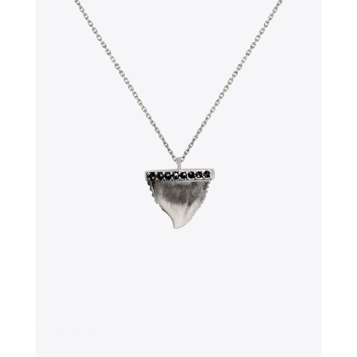 Feidt Collier Dent de Requin Or blanc 9k & Saphirs Grey
