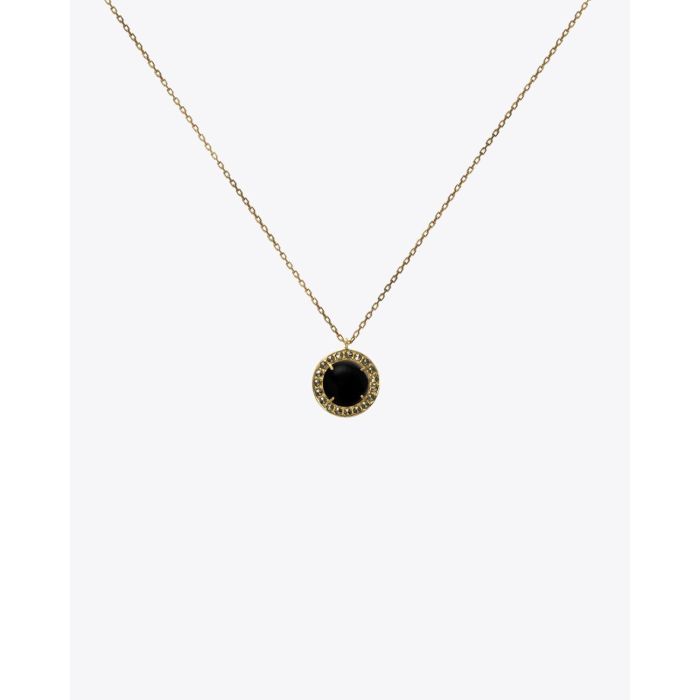 Feidt Collier Empire  Cabochon Onyx 10 MM Or jaune 9K Saphir Grey  