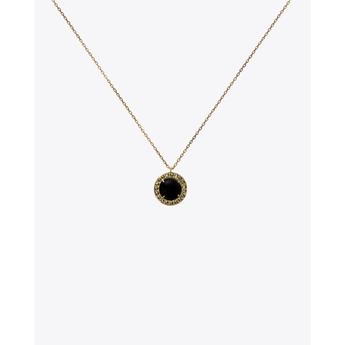 Feidt Collier Empire  Cabochon Onyx 10 MM Or jaune 9K Saphir Grey  
