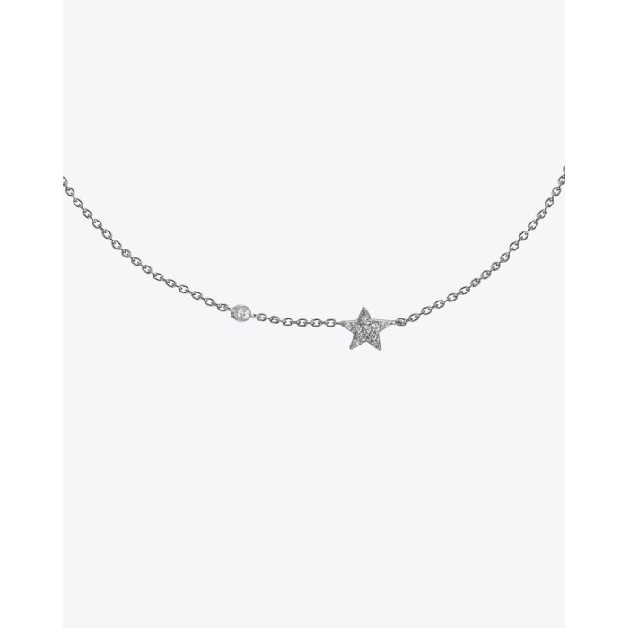 Feidt Collier mini Etoile + Diamant In the moon for love - Or blanc 18k
