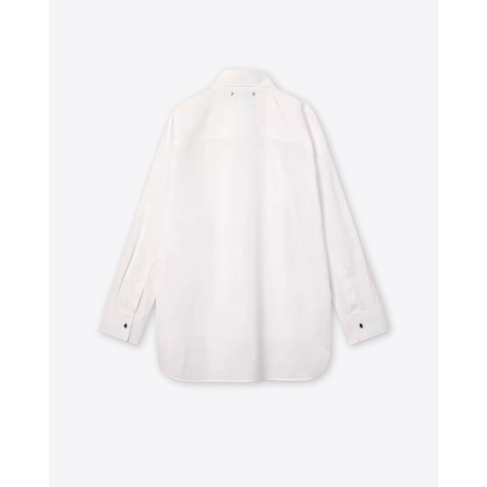 Chemise oversize Bib Golden Goose en popeline de coton blanc. Vue de dos. 