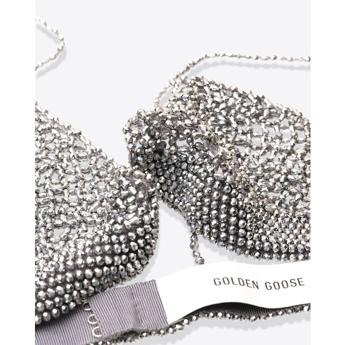 Soutien gorge perles Golden Goose. Détails des perles et de la fermeture dos.