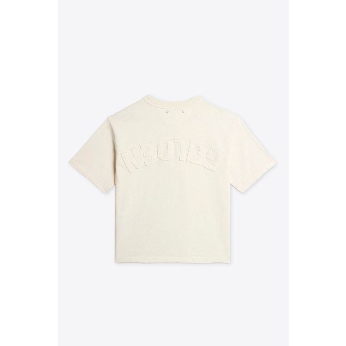 Tee-shirt manches courte Relaxed Fit Golden Goose en coton écru logo inversé « GOLDEN » dans le dos. Vue de dos.