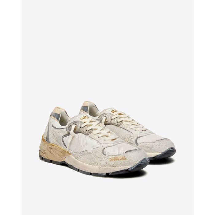 Sneakers Running Dad 80185 Golden Goose femme écru étoile argent. Vue de face.