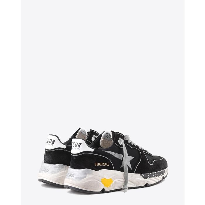 Golden Goose Men Sneakers Running Sole Black Lycra Silver Star 90178. Dos