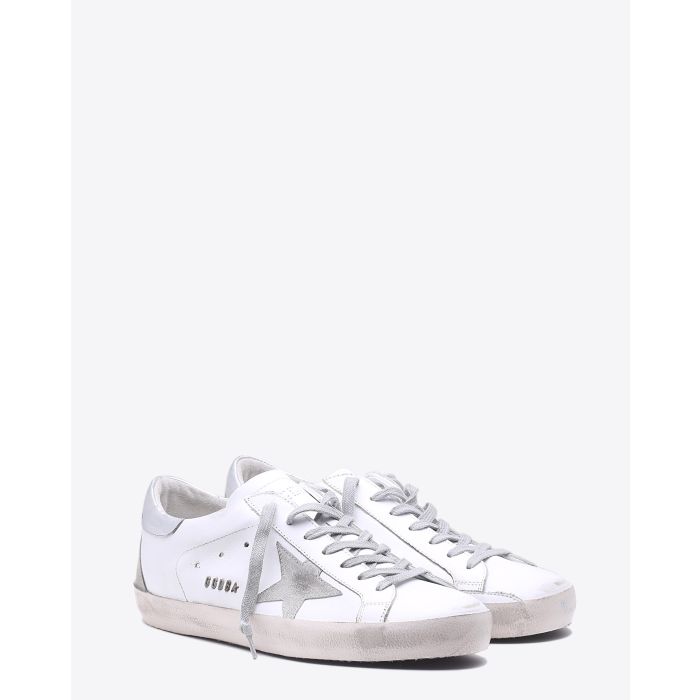 Golden Goose Men Permanent Sneakers Superstar - White Silver Metal Lettering  