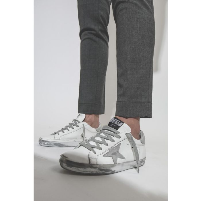 Golden Goose Woman Permanent Sneakers Superstar - White - Silver Star Sparkle 